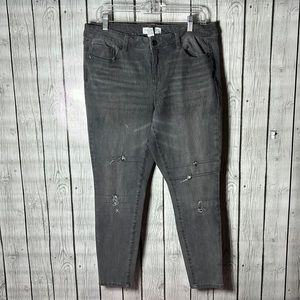 Lane Bryant gray high rise distressed skinny  jeans size 14